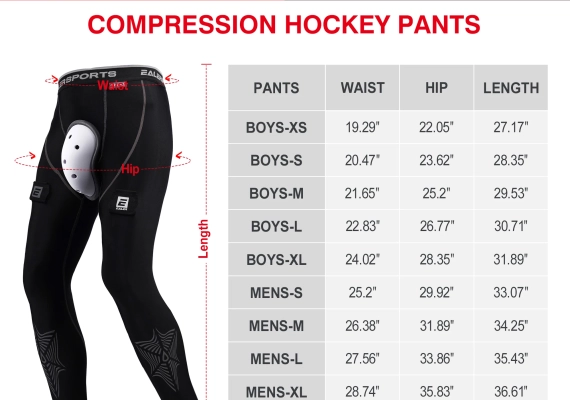 Protective Compression Hockey Pants with Athletic Cup & Sock Tabs, Hockey Jock for Men & Boy — Senior and Junior — Adult and Youth 5